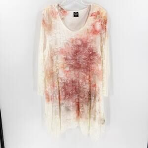 Cal Style 3XL Floral Lace Tunic Top Rhinestone Boho Plus Size Made USA